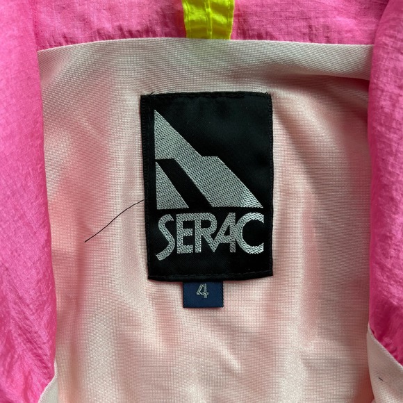 Vintage 80s Serac Anorak Lined Windbreaker Nylon Zip Jacket Neon Pink 4 S Ski - Picture 11 of 16